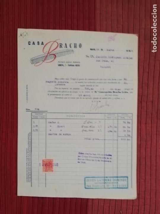 Factures anciennes: FACTURA. PEINES-GAFAS-DEDALES. CASA BRACHO. MADRID, 1946.