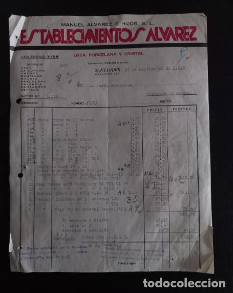Factures anciennes: FACTURA DEL A&Ntilde;O 1948, ESTABLECIMIENTOS ALVAREZ, MANUEL ALVAREZ E HIJOS, SANTANDER, 2&ordf;