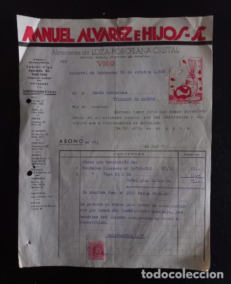 Factures anciennes: FACTURA DEL A&Ntilde;O 1948, ESTABLECIMIENTOS ALVAREZ, MANUEL ALVAREZ E HIJOS SL, SANTANDER