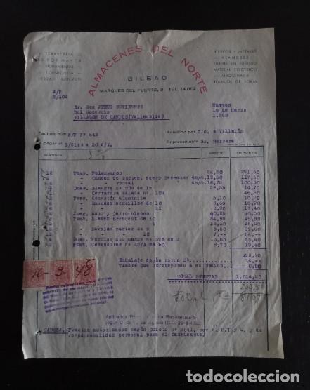 Factures anciennes: FACTURA DEL A&Ntilde;O 1948, FERRETERIA HIERROS Y METALES ALMACENES DEL NORTE, BILBAO