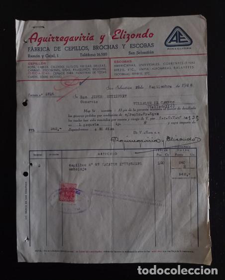 Factures anciennes: FACTURA DEL A&Ntilde;O 1948, AGUIRREGAVIRIA Y ELIZONDO, CEPILLOS ESCOBAS ROCHAS, SAN SEBASTIAN