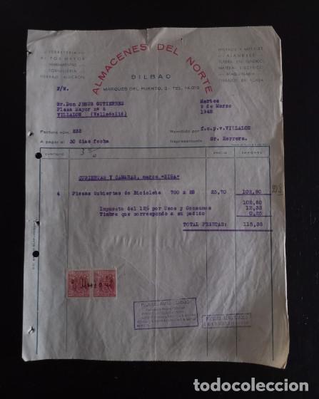 Factures anciennes: FACTURA DEL A&Ntilde;O 1948, FERRETERIA HIERROS Y METALES ALMACENES DEL NORTE, BILBAO, 2&ordf;