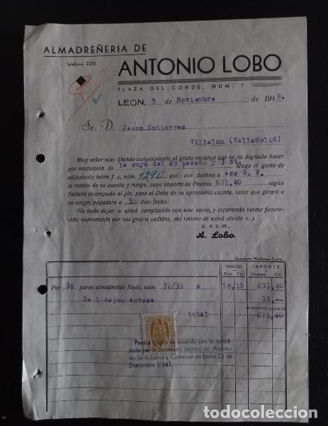 Factures anciennes: FACTURA DEL A&Ntilde;O 1948, ALMADRE&Ntilde;ERIA DE ANTONIO LOBO, LEON