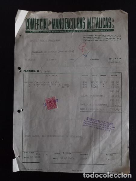Factures anciennes: FACTURA DEL A&Ntilde;O 1948, COMERCIAL DE MANUFACTURAS METALICAS S.A. BILBAO, 1&ordf;