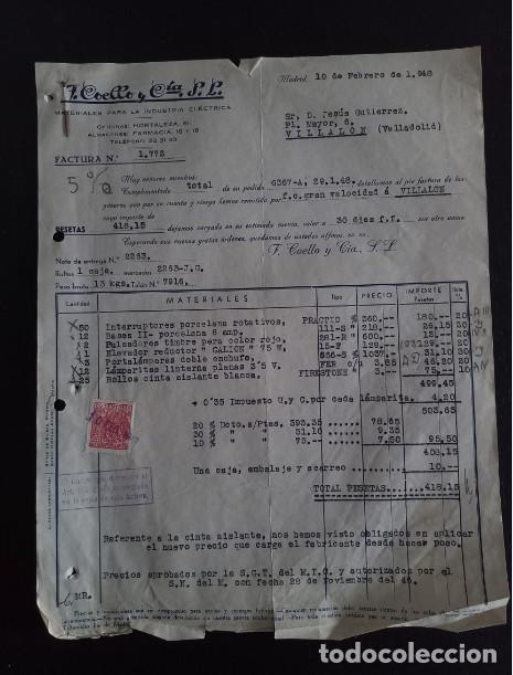 Factures anciennes: FACTURA DEL A&Ntilde;O 1948, F. COELLO Y CIA S.L. ENVIADO POR FERROCARRIL GRAN VELOCIDAD