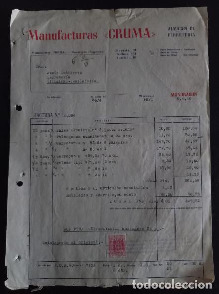 Factures anciennes: FACTURA DEL A&Ntilde;O 1948, MANUFACTURAS CRUMA, MONDRAGON, 3&ordf;
