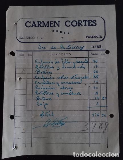 Factures anciennes: FACTURA DEL A&Ntilde;O 1948, CARMEN CORTES, MODAS, PALENCIA