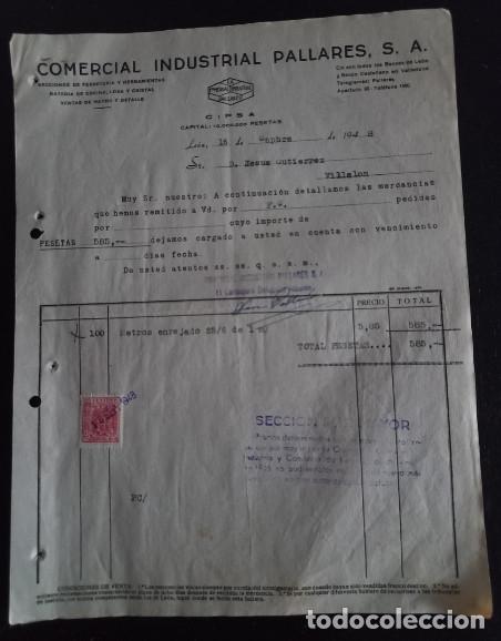 Factures anciennes: FACTURA DEL A&Ntilde;O 1948, COMERCIAL INDUSTRIAL PALLARES S.A. CIPSA, LEON, 7&ordf;