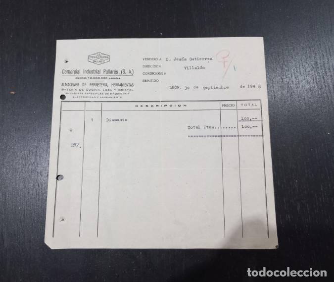 Factures anciennes: FACTURA DEL A&Ntilde;O 1948, COMERCIAL INDUSTRIAL PALLARES S.A. CIPSA, LEON, 14&ordf;
