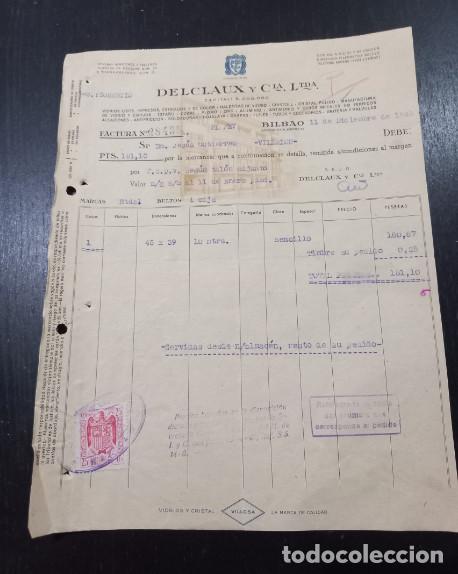 Facturas antiguas: FACTURA DEL A&Ntilde;O 1948, DELCLAUX Y CIA LTDA, VILLOSA VIDRIOS Y CRISTAL, BILBAO, 5&ordf;