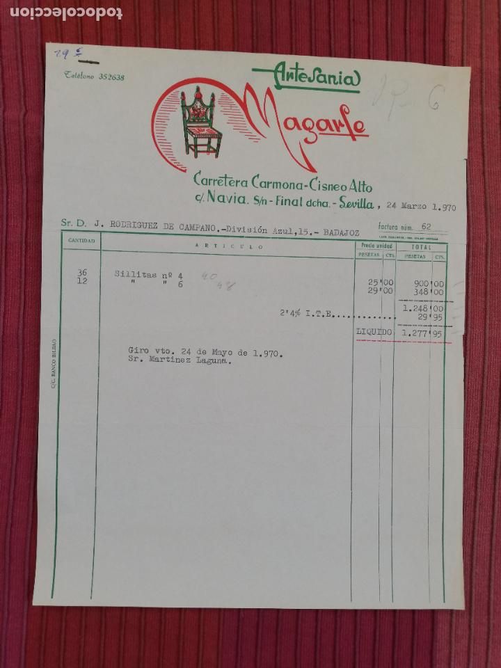 Facturas antiguas: FACTURA. ARTESANIA MAGARTE. SEVILLA. 1970.
