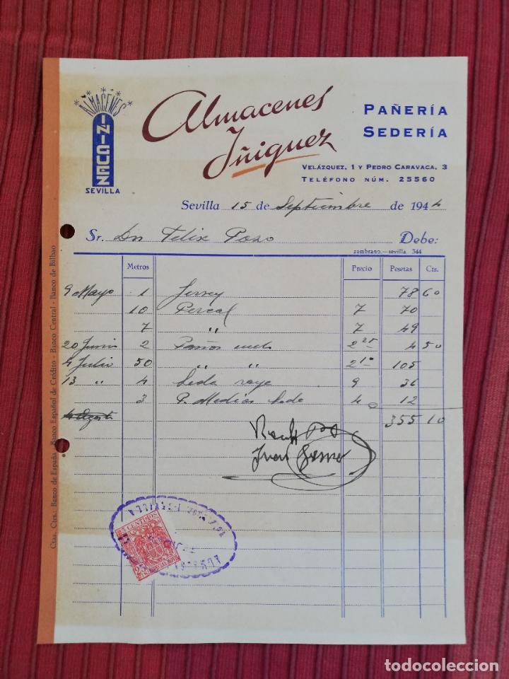 Facturas antiguas: FACTURA. PA&Ntilde;ERIA-SEDERIA. ALMACENES I&Ntilde;IGUEZ. SEVILLA, 1944.