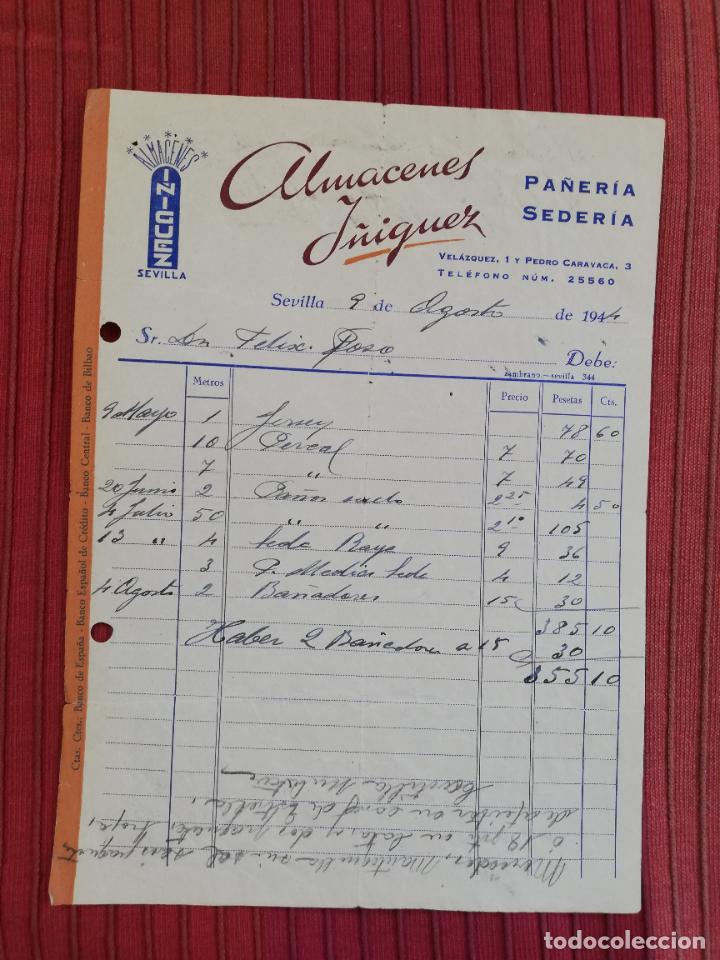 Facturas antiguas: FACTURA. PA&Ntilde;ERIA-SEDERIA. ALMACENES I&Ntilde;IGUEZ. SEVILLA, 1944.