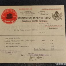 Facturas antiguas: REMINGTON TYPEWRITER C. - MAQUINA DE ESCRIBIR - BILBAO - 21X18