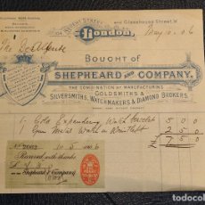 Facturas antiguas: SHEPHEARD AND COMPANY - GOLDSMITHS & SILVERSMITHS, WATCHMAKERS & DIAMON BROKERS LONDON 1906 - 20X17