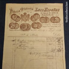 Facturas antiguas: LUIS ESPUÑES - FÁBRICA DE PLATERÍA - MADRID 1899 - 27X21