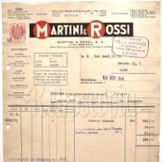 Facturas antiguas: FACTURA DE VERMUT MARTINI & ROSSI. BARCELONA 1946