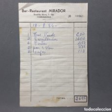 Facturas antiguas: ANTIGUA NOTA, TIQUET O FACTURA DEL EXTINTO BAR RESTAURANT MIRADOR, RAMBLA NOVA TARRAGONA, AÑO 1984