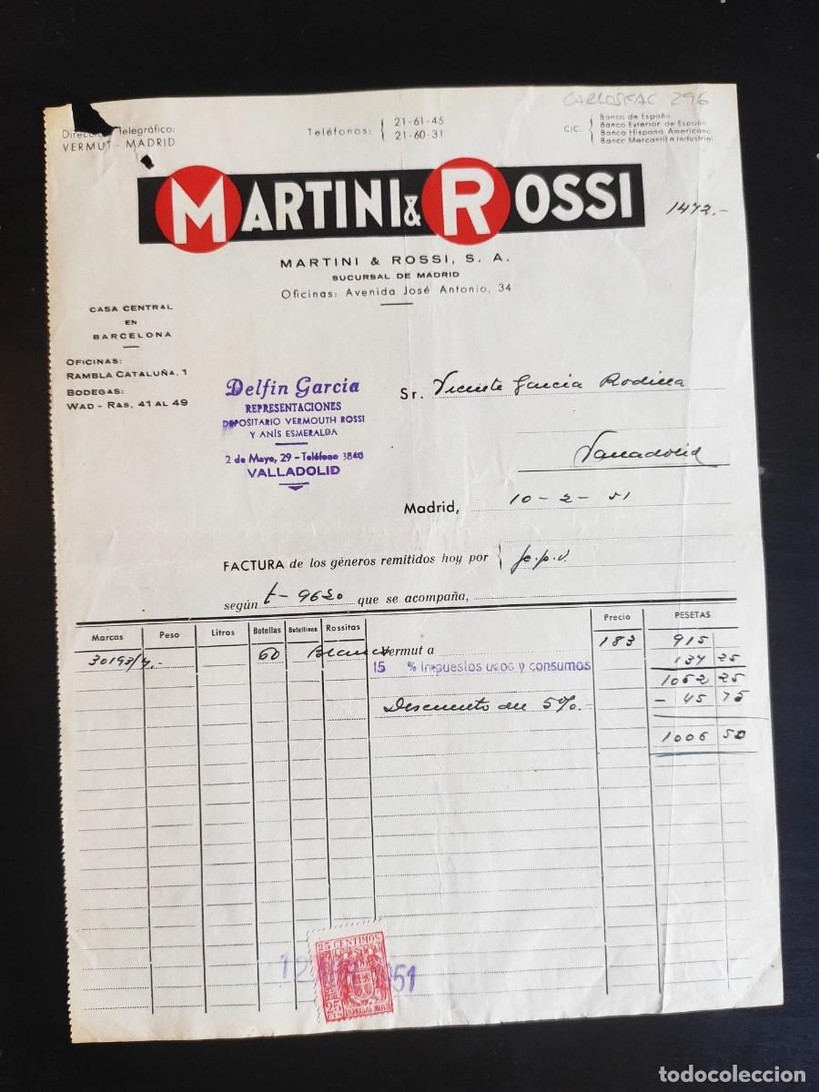 Facturas antiguas: MARTINI & ROSSI. 1951. MADRID. - Foto 1