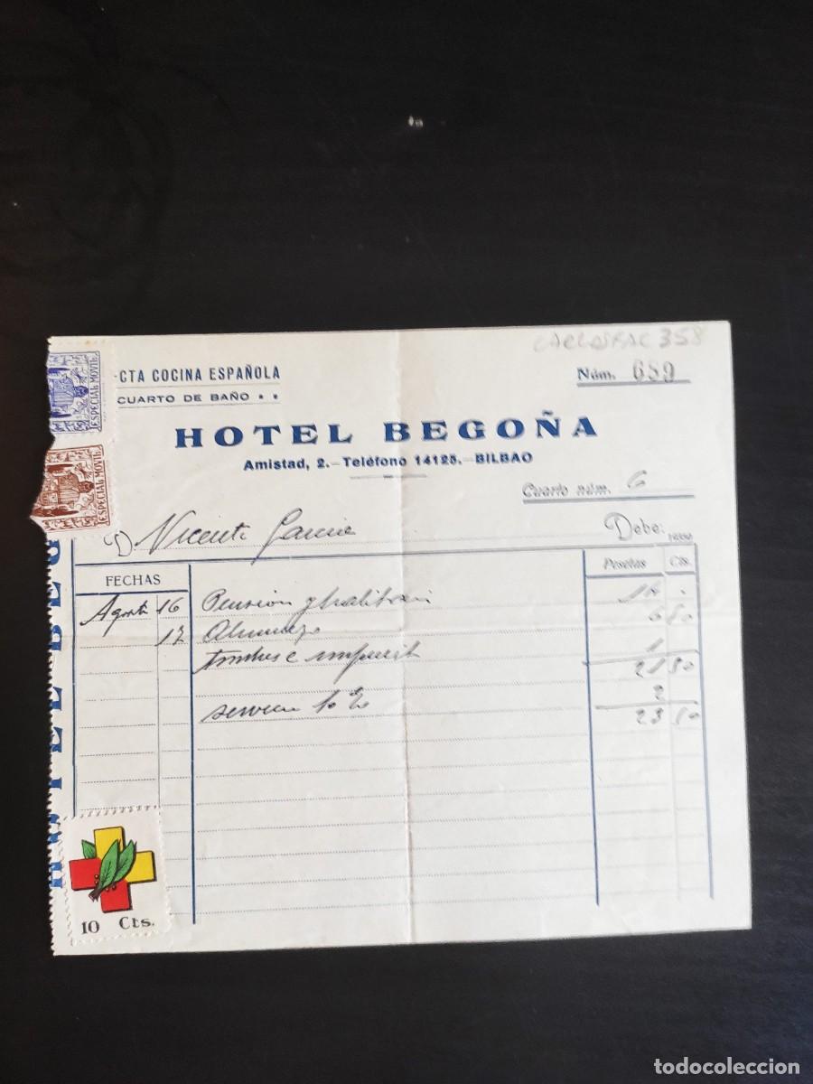 Facturas antiguas: HOTEL BEGO&Ntilde;A. BILBAO. - Foto 1