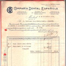 Facturas antiguas: 1936. COMPAÑIA DENTAL ESPAÑOLA (1936). ANTIGUA FACTURA.