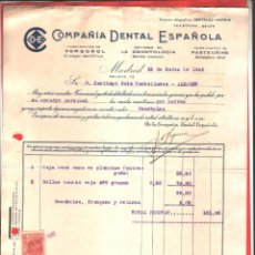 Facturas antiguas: 1942. COMPAÑIA DENTAL ESPAÑOLA (MADRID). ANTIGUA FACTURA CON SELLO FISCAL.