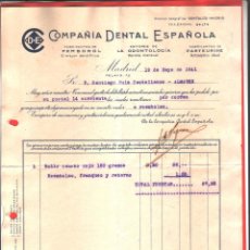 Facturas antiguas: 1941. COMPAÑIA DENTAL ESPAÑOLA (MADRID). ANTIGUA FACTURA CON SELLO FISCAL.