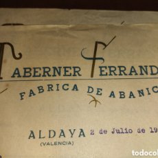 Facturas antiguas: LOTE 2 FACTURAS M. TABERNER FERRANDIS FÁBRICA ABANICOS ALDAYA VALENCIA