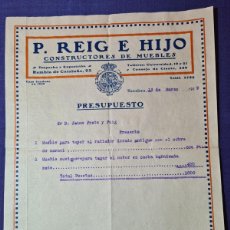 Facturas antiguas: FACTURA Y PRESUPUESTO ANTIGUO DE LA CASA DE MUEBLES P.REIG E HIJO.
