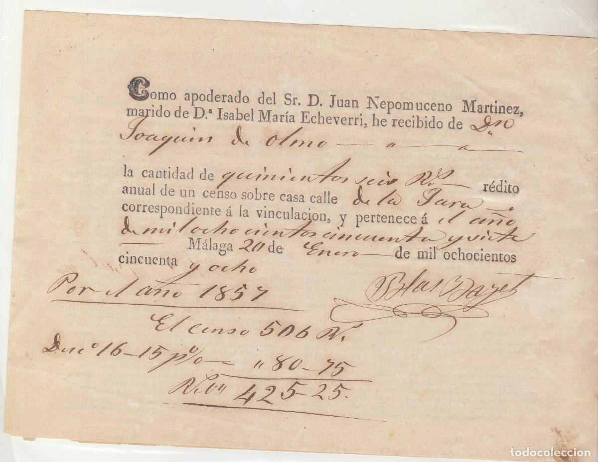 Facturas antiguas: RECIBO. M&Agrave;LAGA . 1858.- - Foto 1