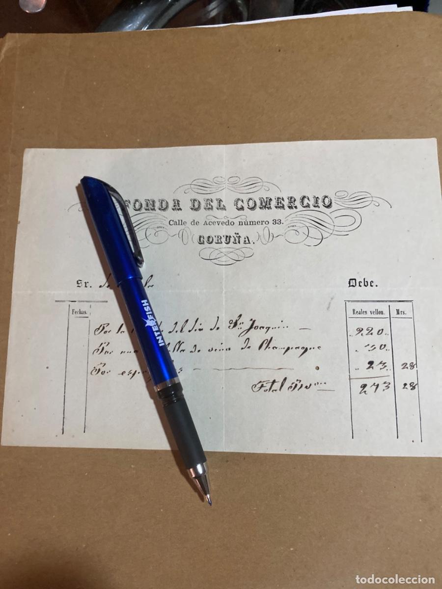 Facturas antiguas: Coru&ntilde;a. Factura Fonda del Comercio. S-XIX - Foto 1