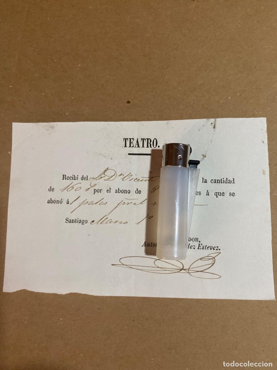 Facturas antiguas: Santiago. Recibo de abono Teatro. 1866 - Foto 1