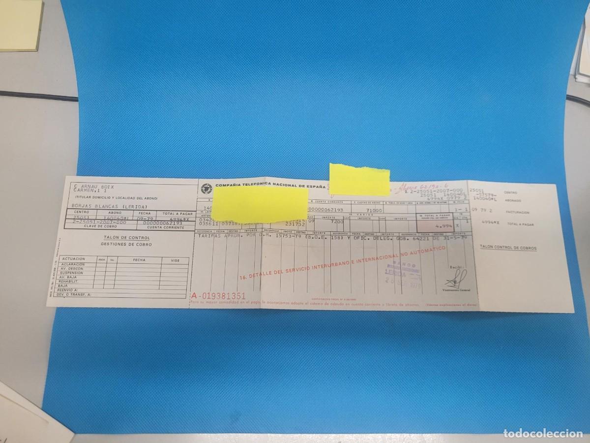 Facturas antiguas: RECIBO ANTIGUO TELEFONICA NACIONAL DE ESPA&Ntilde;A - Foto 1