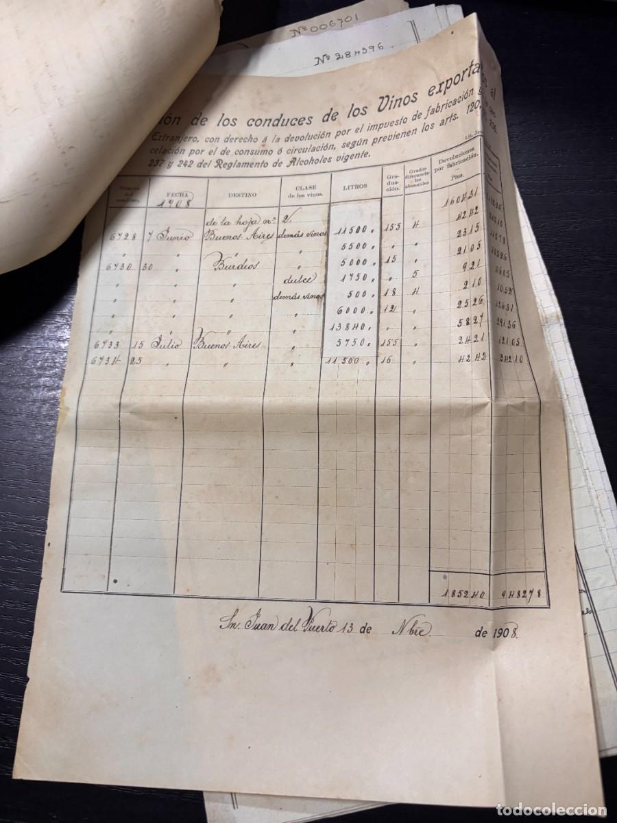 Facturas antiguas: SSAN JUAN DEL PUERTO, EXPORTACION DE VINOS. 1908 - Foto 5