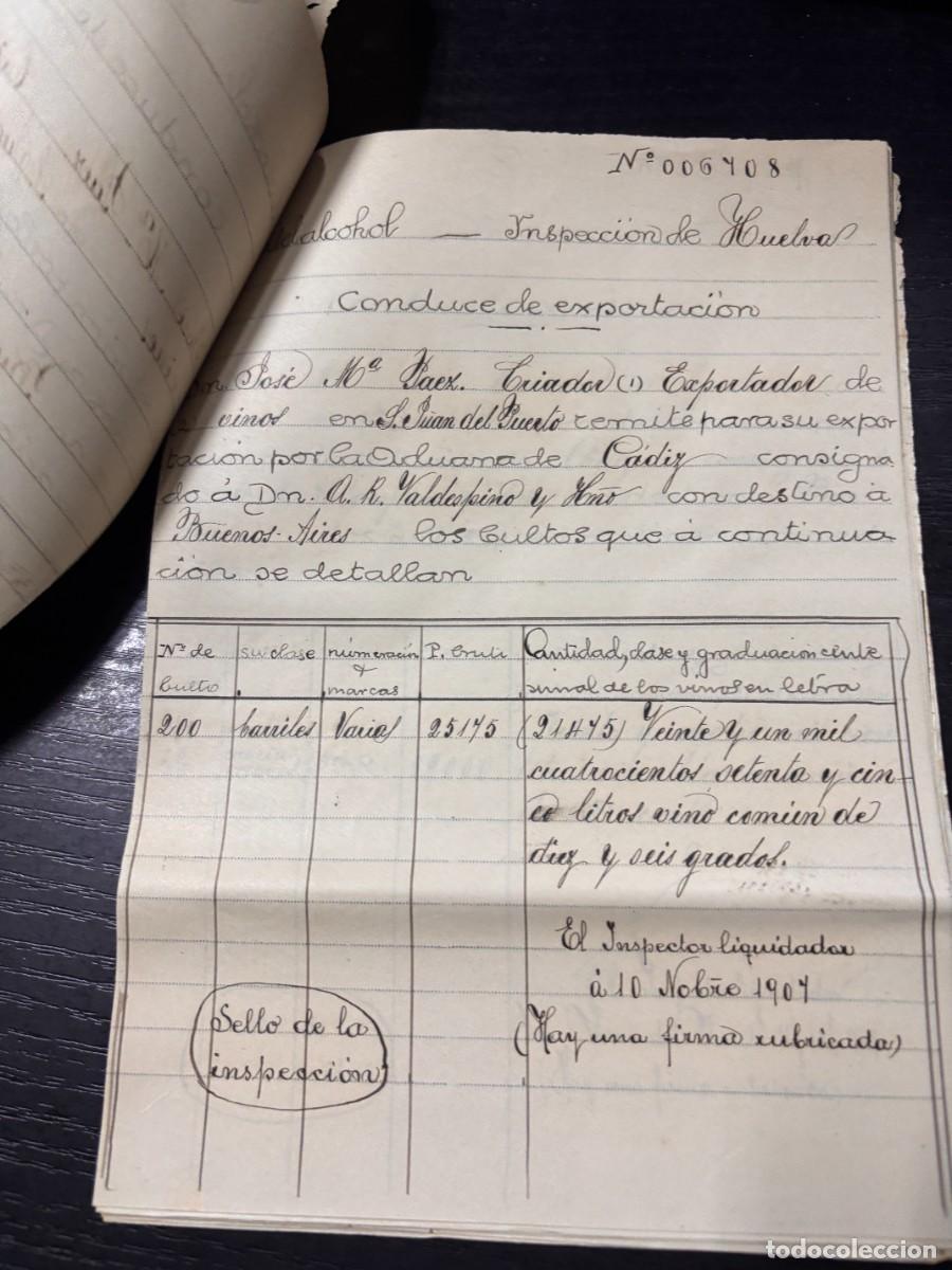 Facturas antiguas: SSAN JUAN DEL PUERTO, EXPORTACION DE VINOS. 1908 - Foto 16