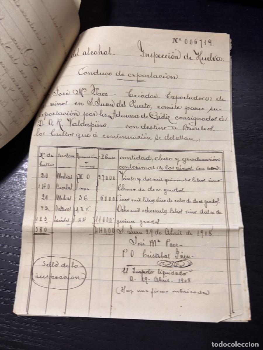 Facturas antiguas: SSAN JUAN DEL PUERTO, EXPORTACION DE VINOS. 1908 - Foto 25