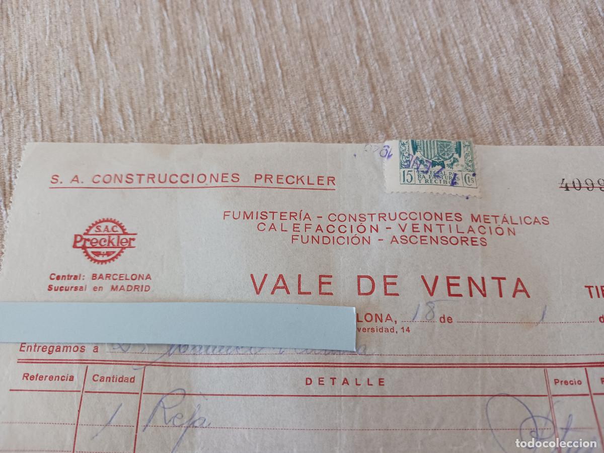 Facturas antiguas: venta al contado de construcciones preckler, 1949 - Foto 2