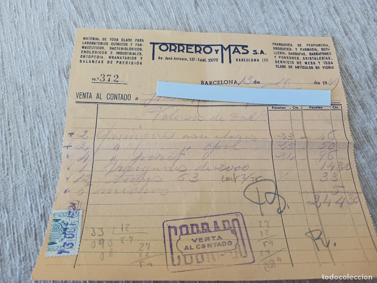 Facturas antiguas: venta al contado de torrero y mas s.a. 1949 - Foto 1