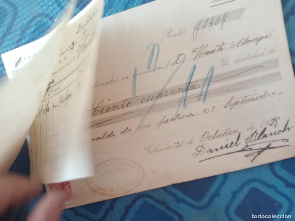Facturas antiguas: Daniel Blanch. Valencia. Recibos 1935 - Foto 2
