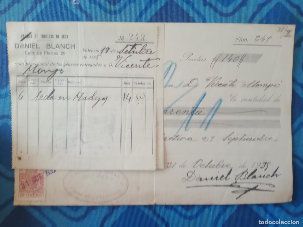 Facturas antiguas: Daniel Blanch. Valencia. Recibos 1935 - Foto 1