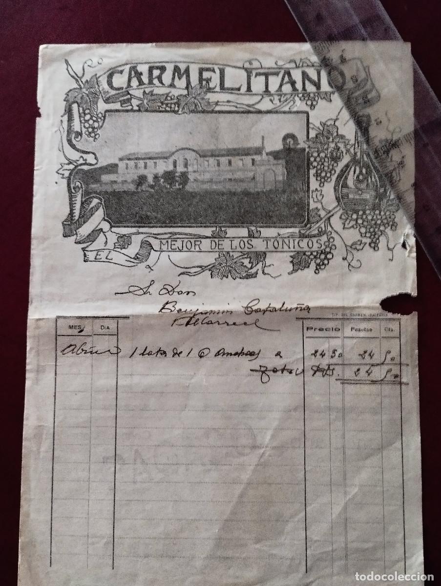 Facturas antiguas: ANTIGUA FACTURA CARMELITANO - Foto 1