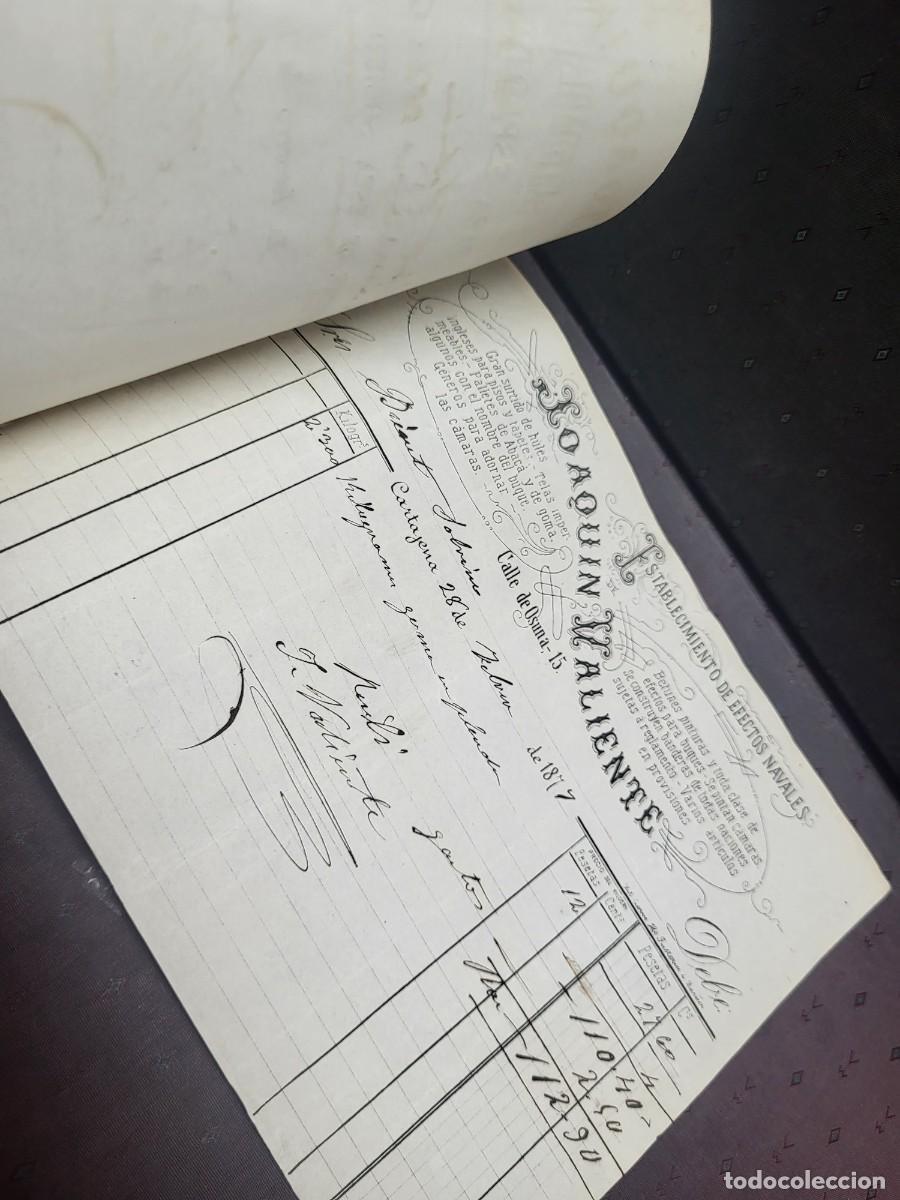 Facturas antiguas: LIBRAMIENTO PAGO MINA IBERIA LORCA A EFECTOS NAVALES JOAQUIN VALIENTE 1877 - Foto 2