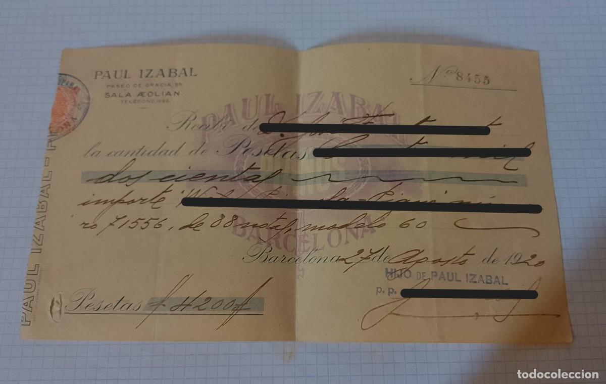 Facturas antiguas: Factura de venta de piano - Foto 1