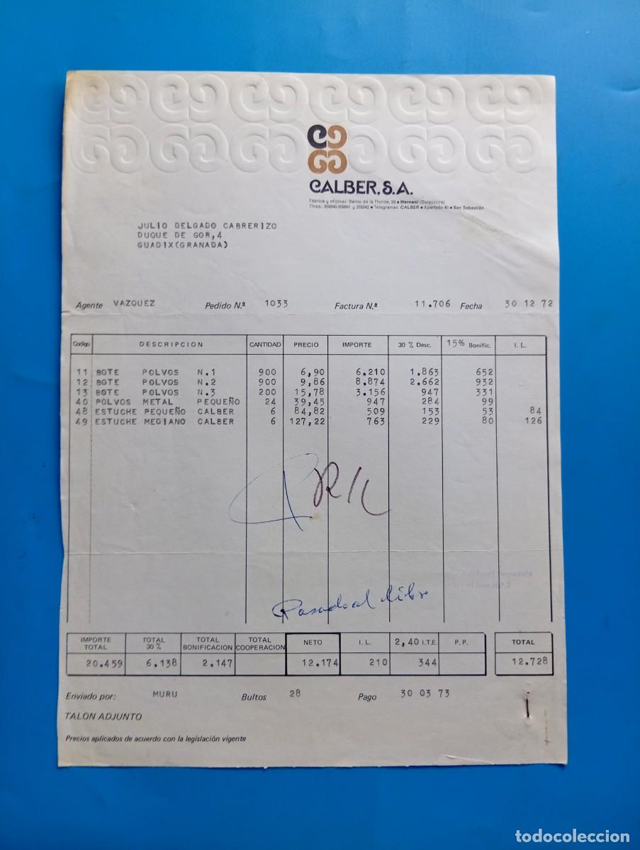 Facturas antiguas: FACTURA. GUADIX, GRANADA. 1972. CALBER, S.A. - Foto 1