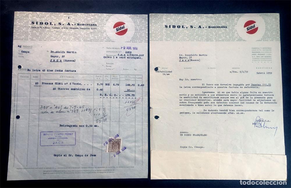Facturas antiguas: BARCELONA A&Ntilde;O 1959 / SIDOL - Foto 1