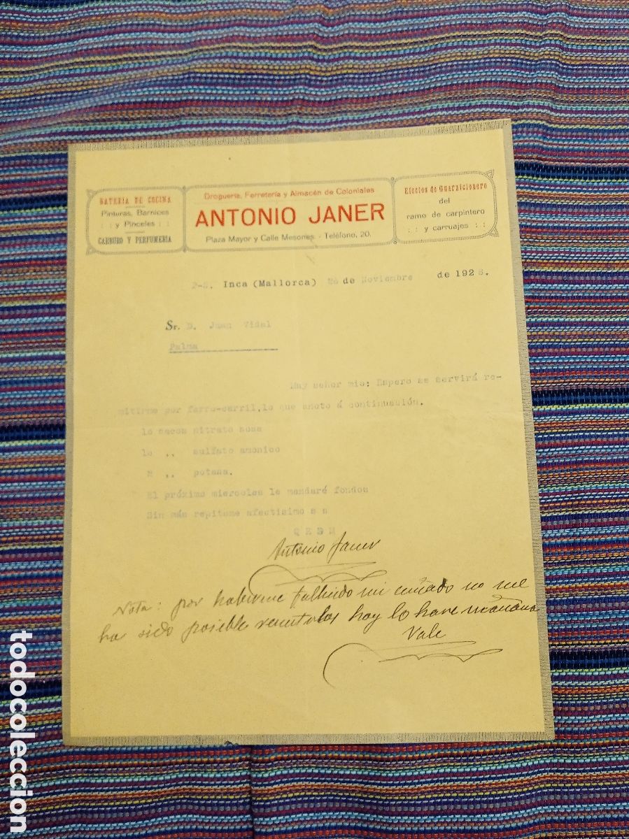 Facturas antiguas: LOTE DOCUMENTOS DIVERSOS FACTURAS ETC.. ANTIGUOS - Foto 9