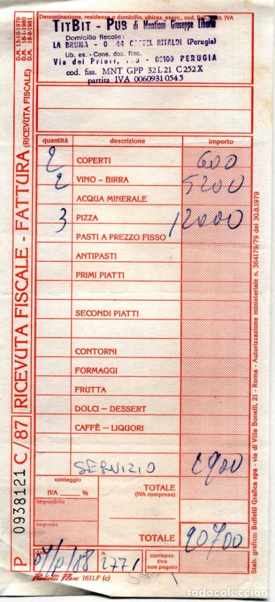 Facturas antiguas: FACTURA TITBIT PUB PERUGIA 1988 - Foto 1