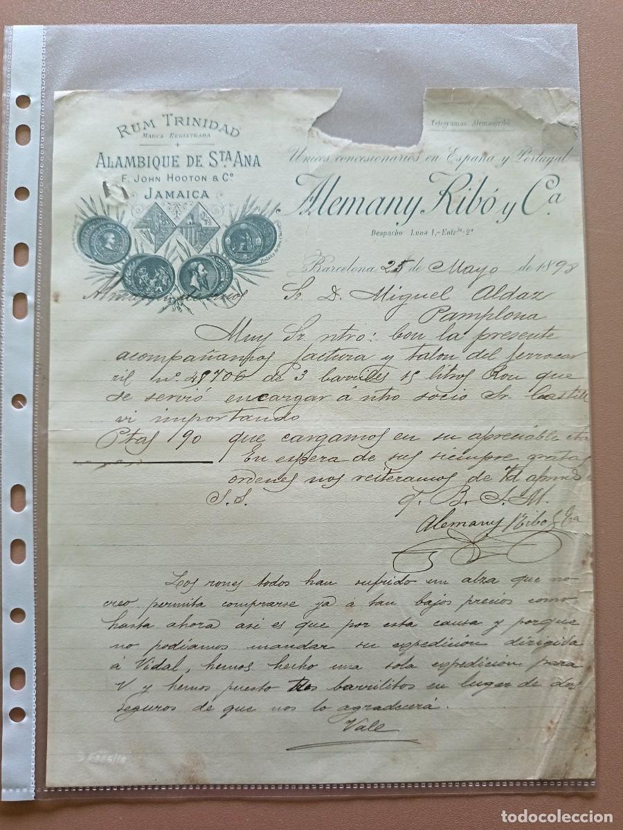 Facturas antiguas: ALEMANY RIB&Oacute; Y C&ordf;- BARCELONA - 1898 - Foto 1