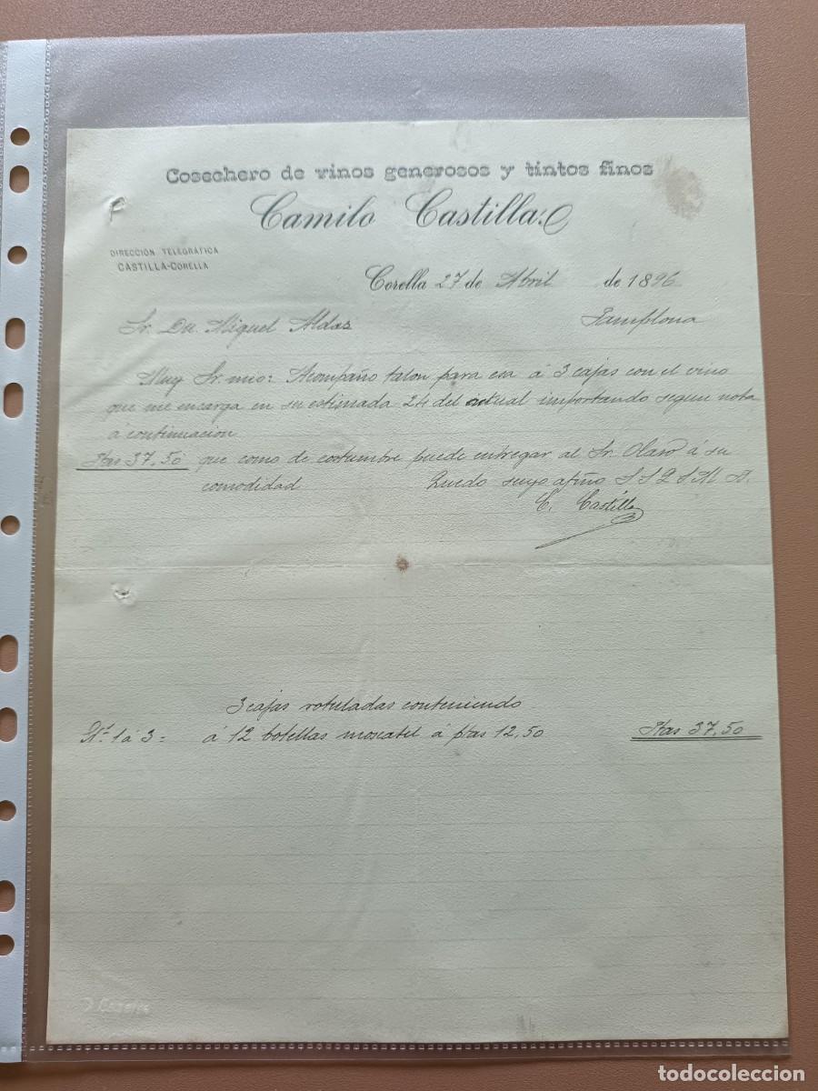 Facturas antiguas: CAMILO CASTILLA- CORELLA- 1896 - Foto 1