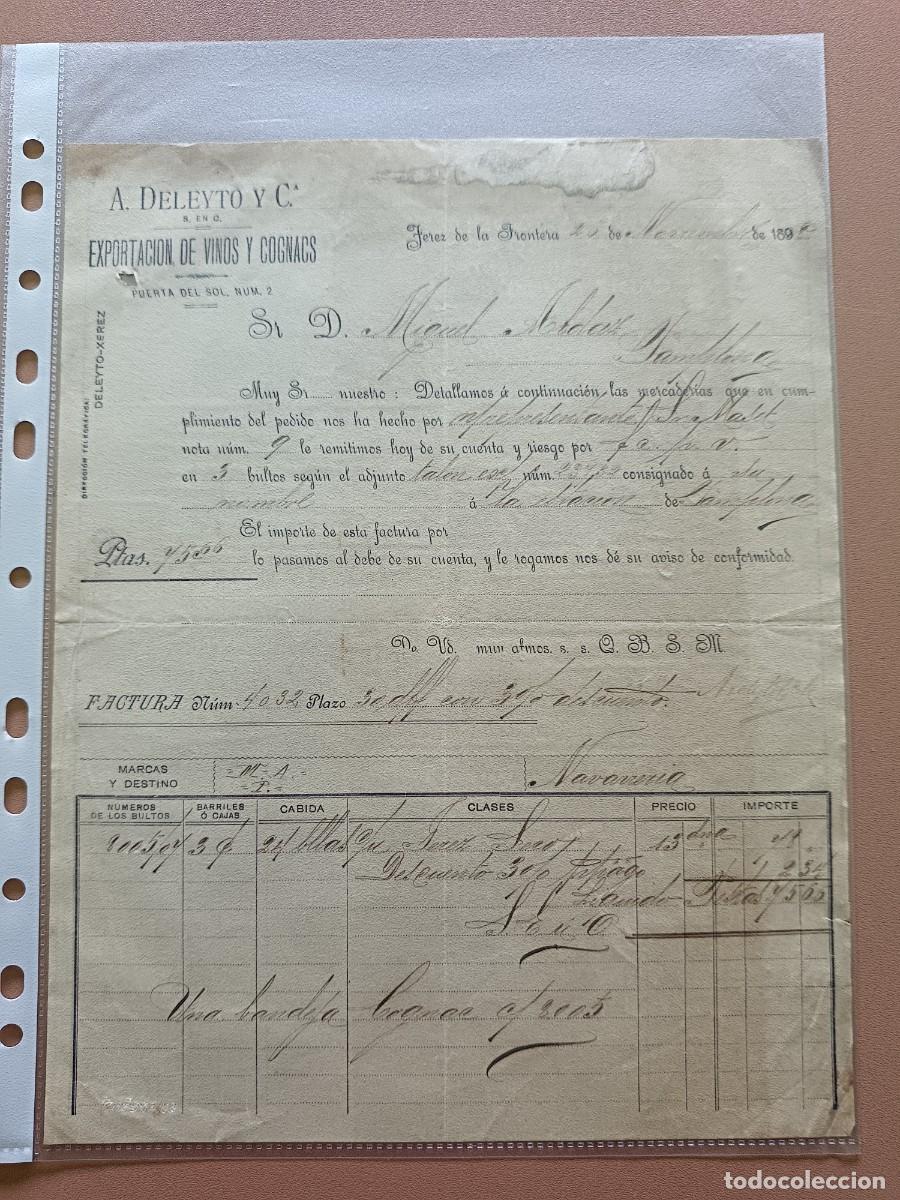 Facturas antiguas: A. DELEYTO Y C&ordf;- JEREZ DE LA FRONTERA - 1898 - Foto 1